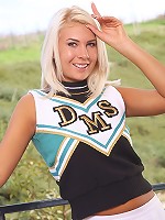 College cheerleader Danica strips out of her uniform to give YOU something to cheer about.